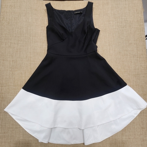 Black‎ Halo Reese Dress Fit and Flare Sweetheart Neckline Black White Pockets 8 - Picture 2 of 9